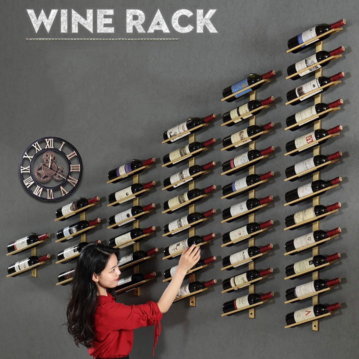 Wall-Mounted Wine Rack for 4 Bottles - Durable Iron Storage Shelf