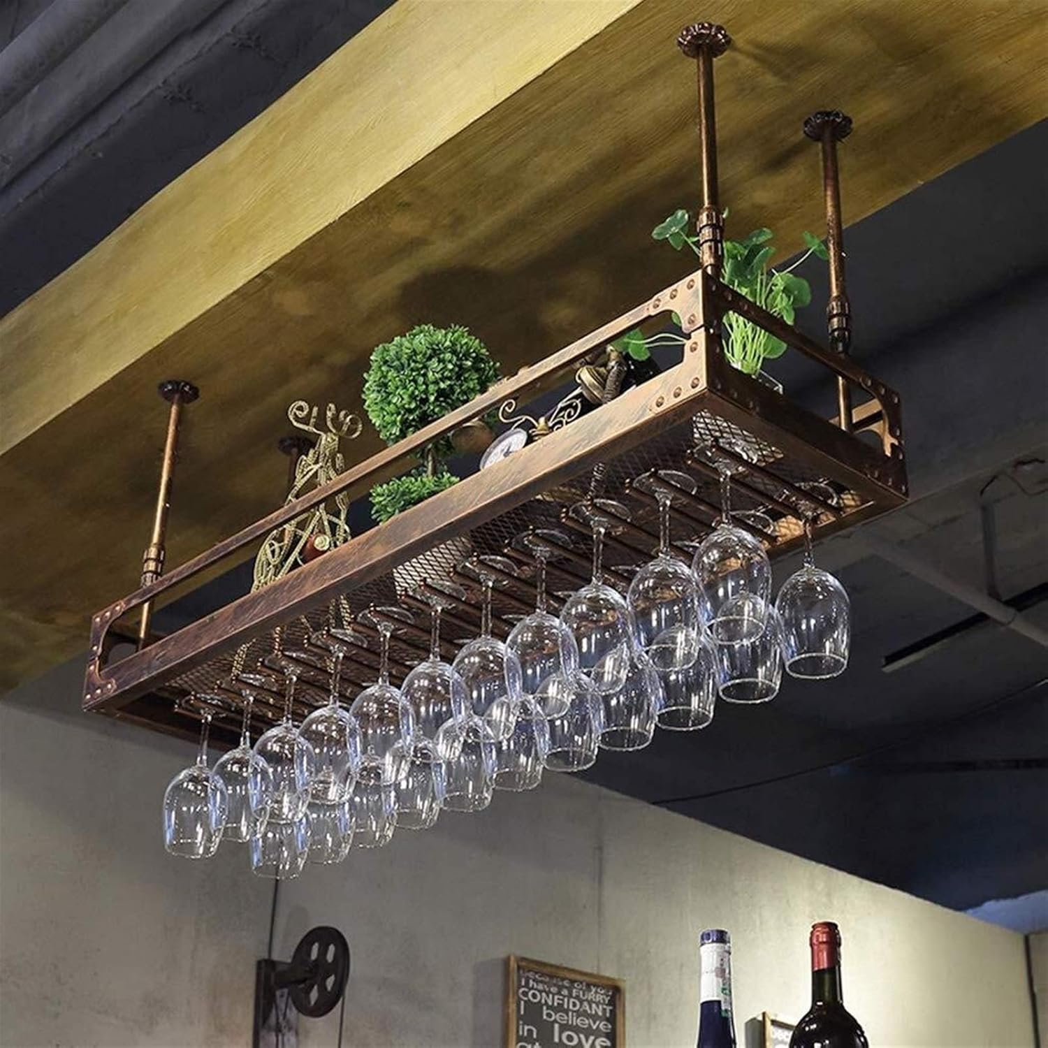 LUCEAE Wall-Mounted Wine Rack with Floating Shelf 1