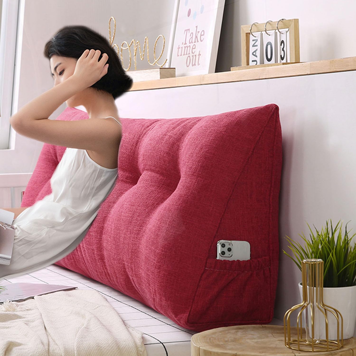 ZZYK Large Triangular Headboard Pillow with Removable Cover 1