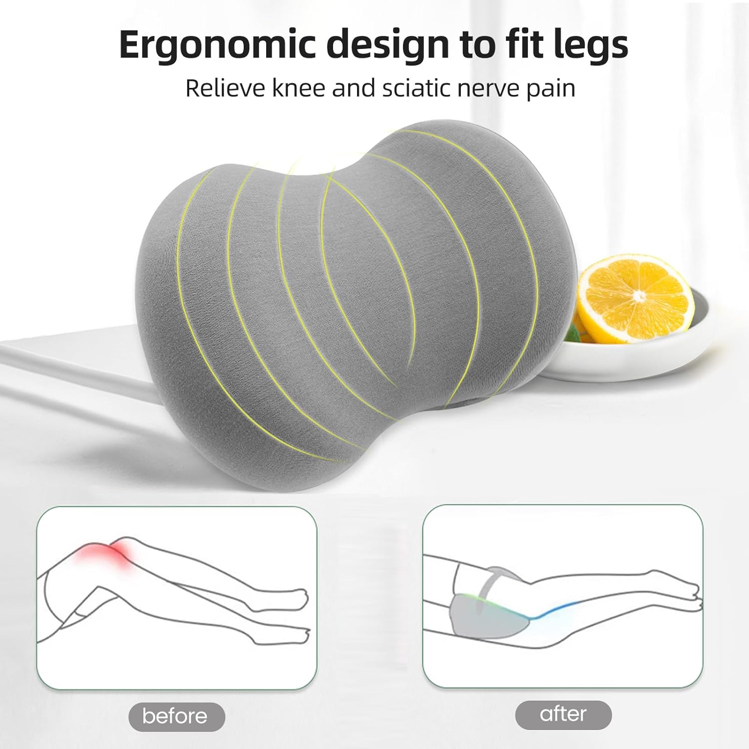 UTJZIB Knee Pillow for Sciatica Relief - Memory Foam Leg Support