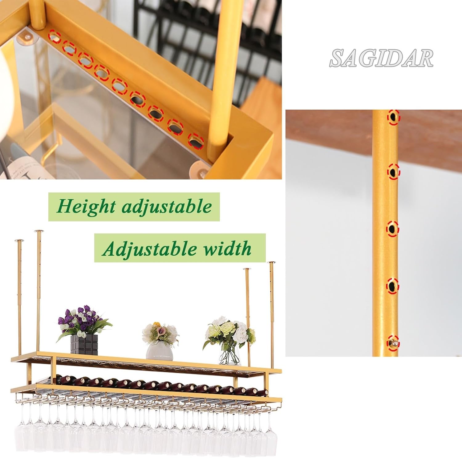 SAGIDAR Ceiling Wine Glass Rack Holder