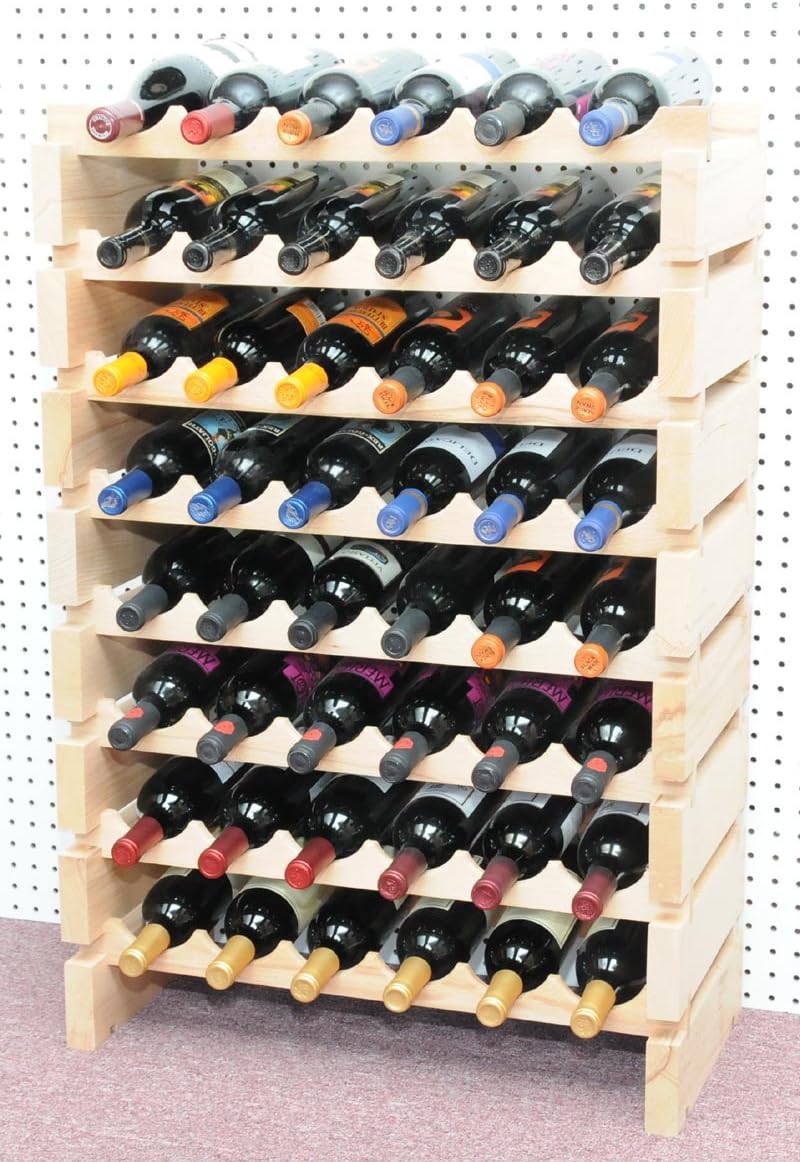 Modular Hardwood Wine Rack 48 Bottles Freestanding