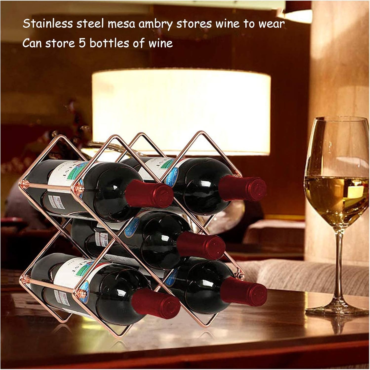 BOCbco Tabletop Wine Racks Rose Gold 5 Bottle Holder