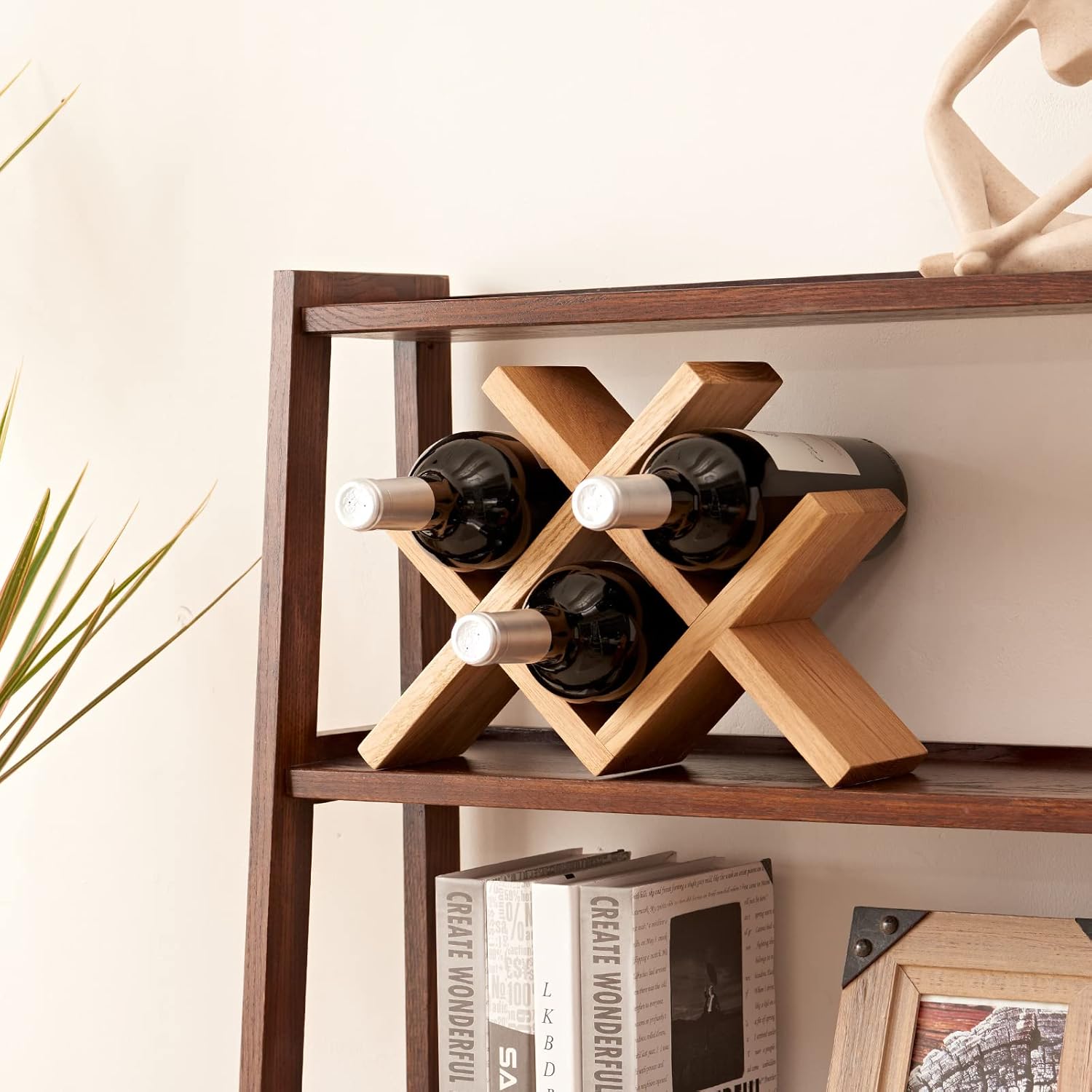 TRWISWDC Natural Oak Wine Rack Free Standing Holder