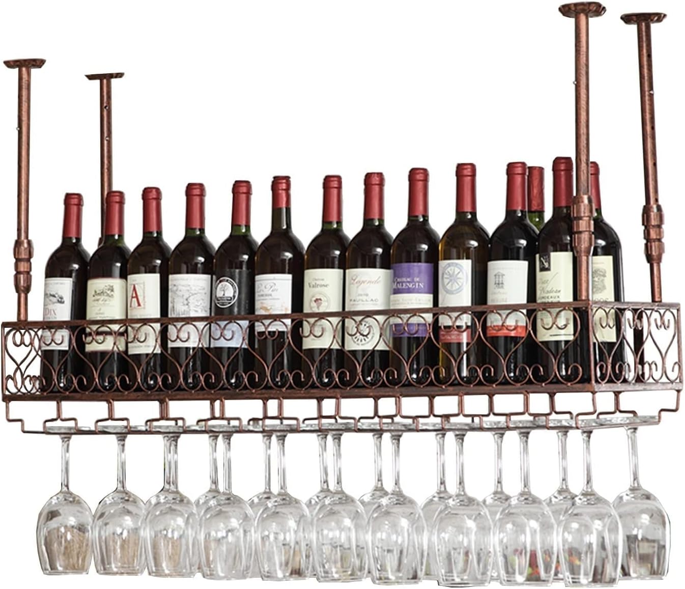 Adjustable Wall-Mounted Wine Rack with Floating Shelf 1