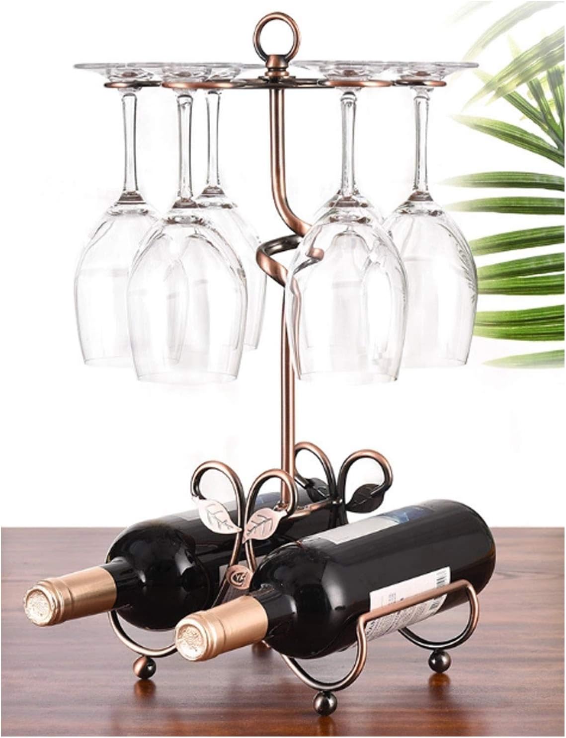 BOCbco Countertop Wine Rack Holder - 6 Glasses 2 Bottles