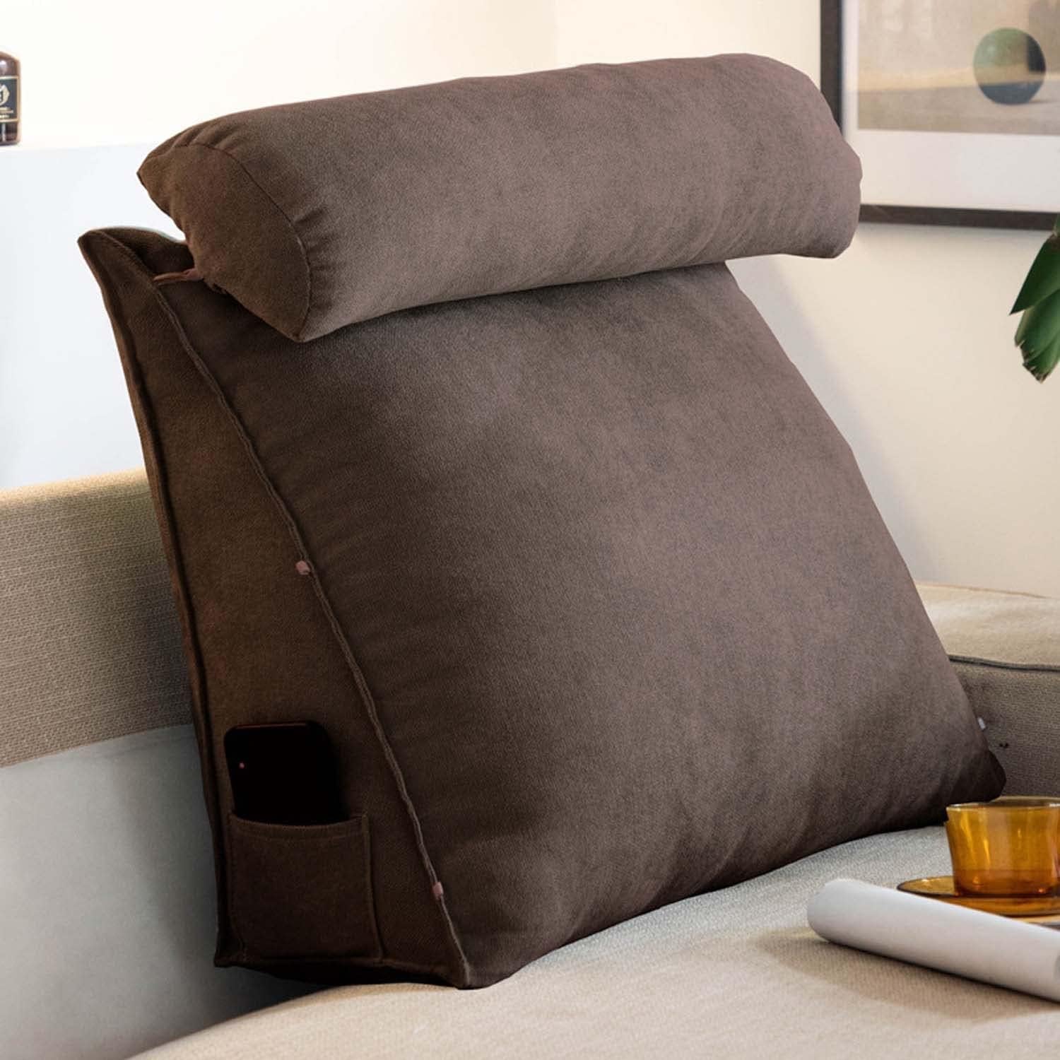 FNHY Portable Triangular Lumbar Pillow with Zipper - Coffee 45x45x20cm