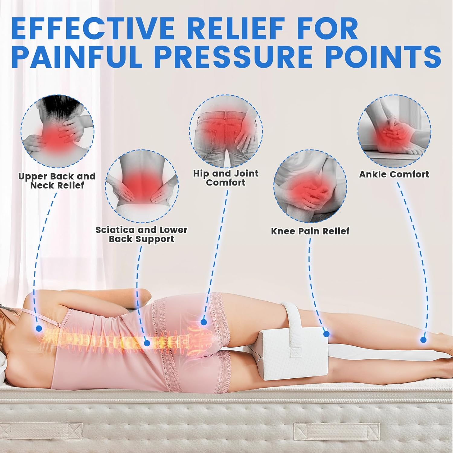 Knee Pillow for Side Sleepers Sciatica Relief Hip and Back Support