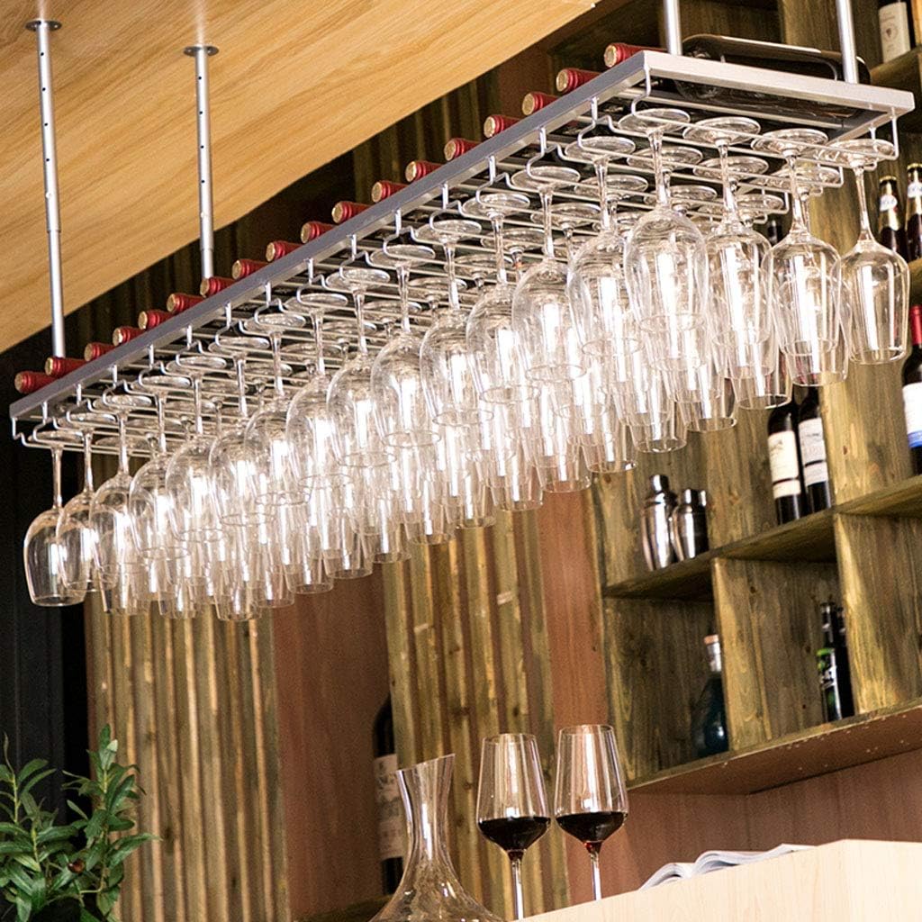 LUCEAE Metal Wine Cup Rack - Wall Mount Ceiling Hanging Storage Organizer