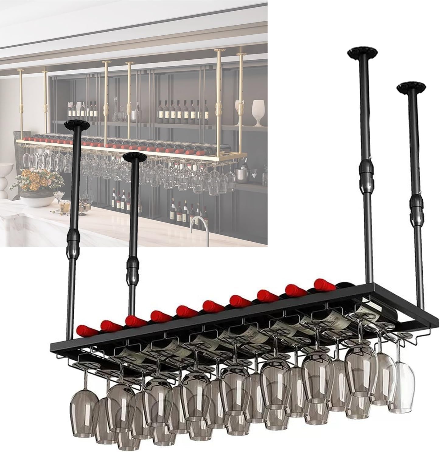 Whalebee Adjustable Cabinet Wine Glass Holder