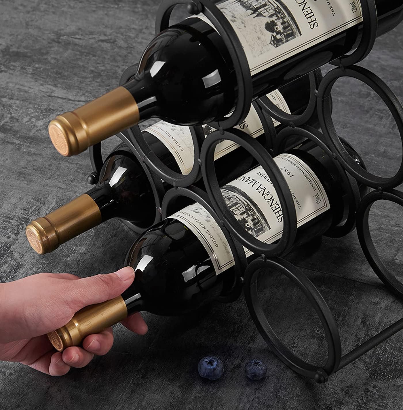 Black Modern Wire Rustic Wine Rack for 6 Bottles 1