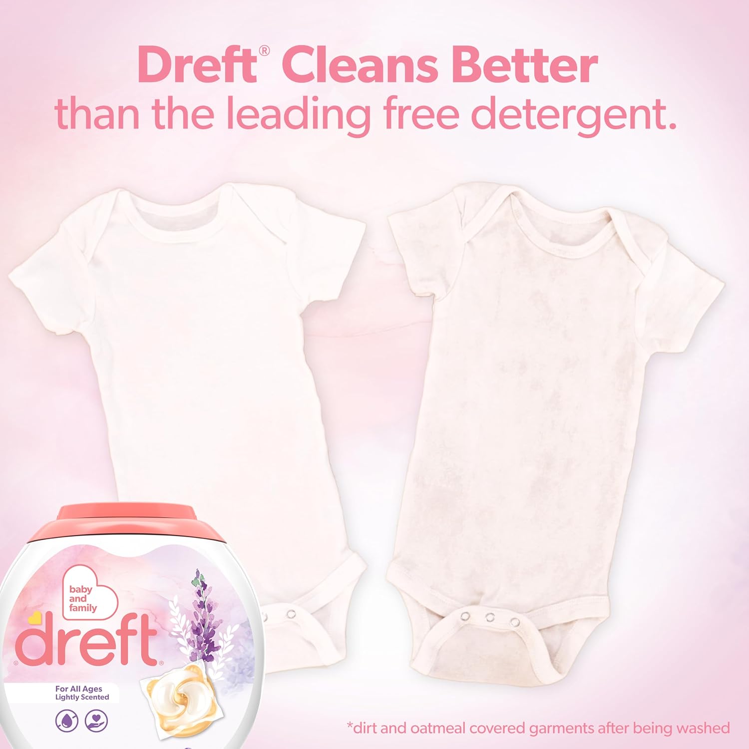 Dreft Detergent Pacs Light Scented Lavender HE 45 Count