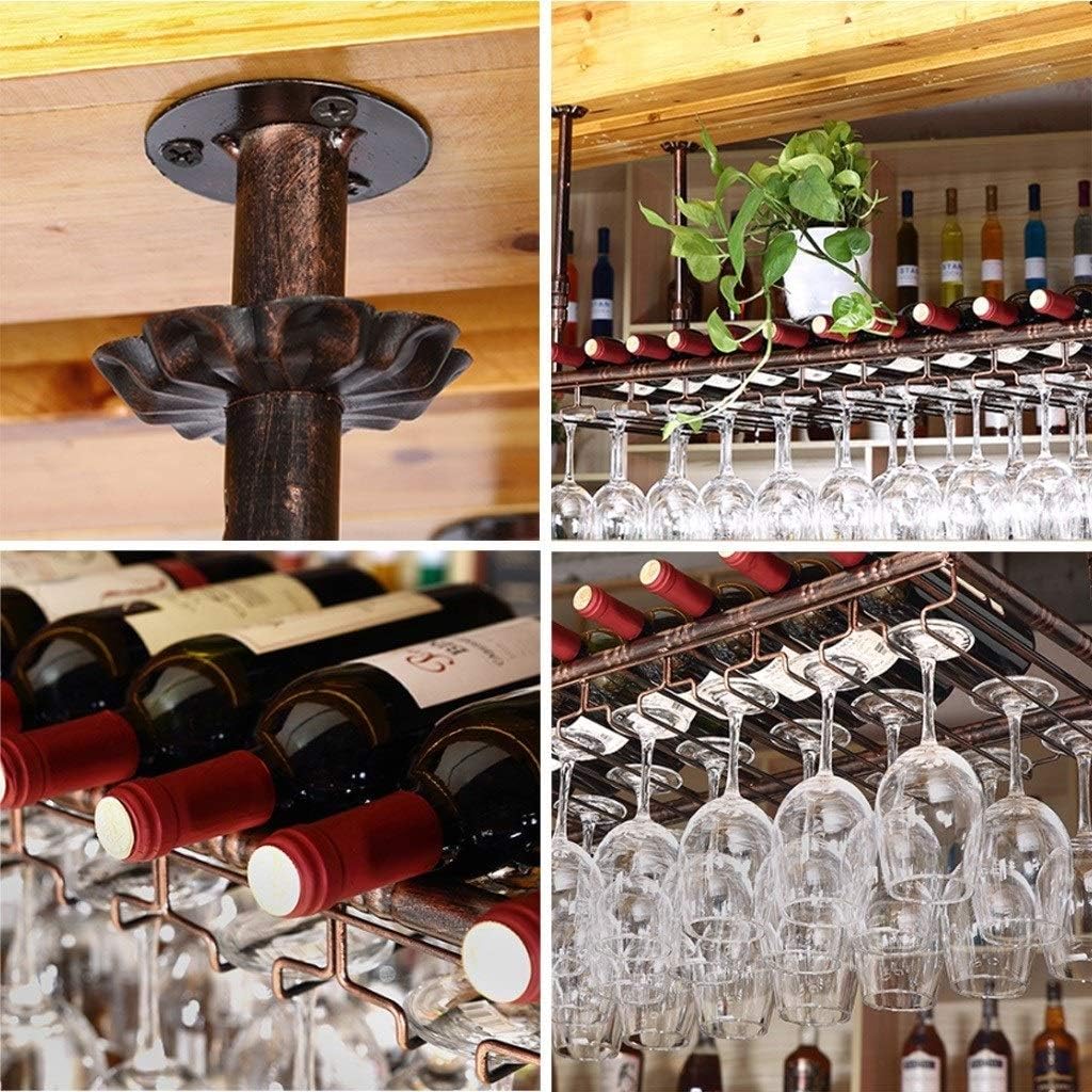 Adjustable Ceiling Wine Glass Holder Rustic Metal Wine Rack