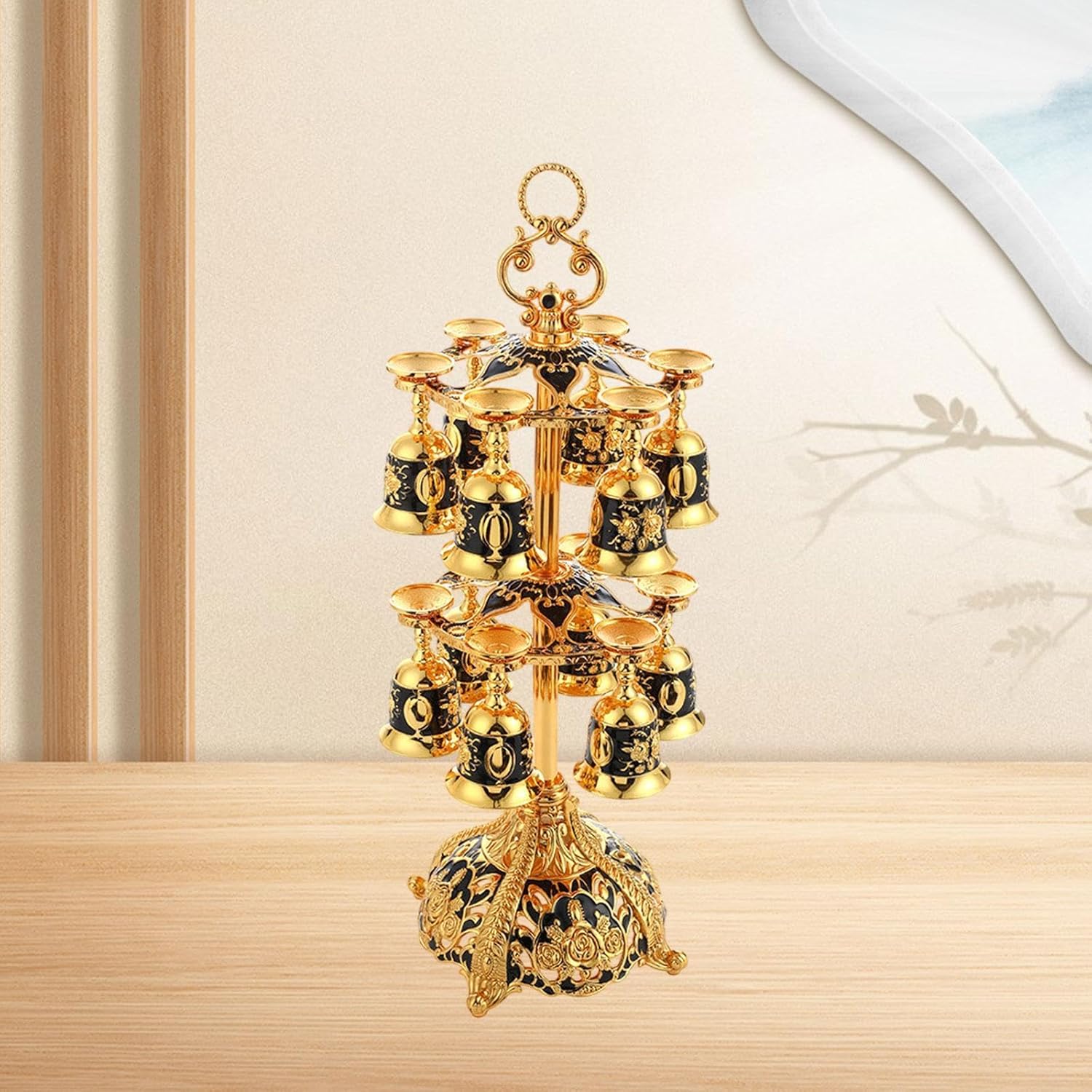 SiaBiced 2 Layer Metal Wine Glass Holder Stand