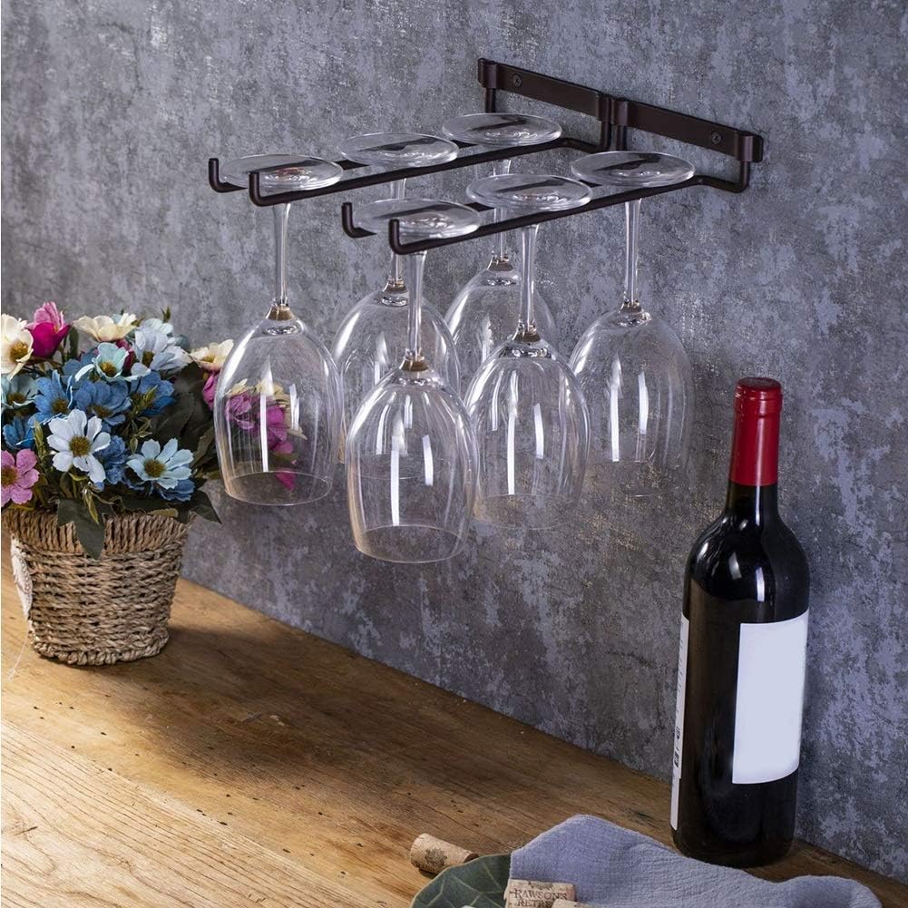 NEWCES Wall Mount Hanger for Stemware Under Cabinet