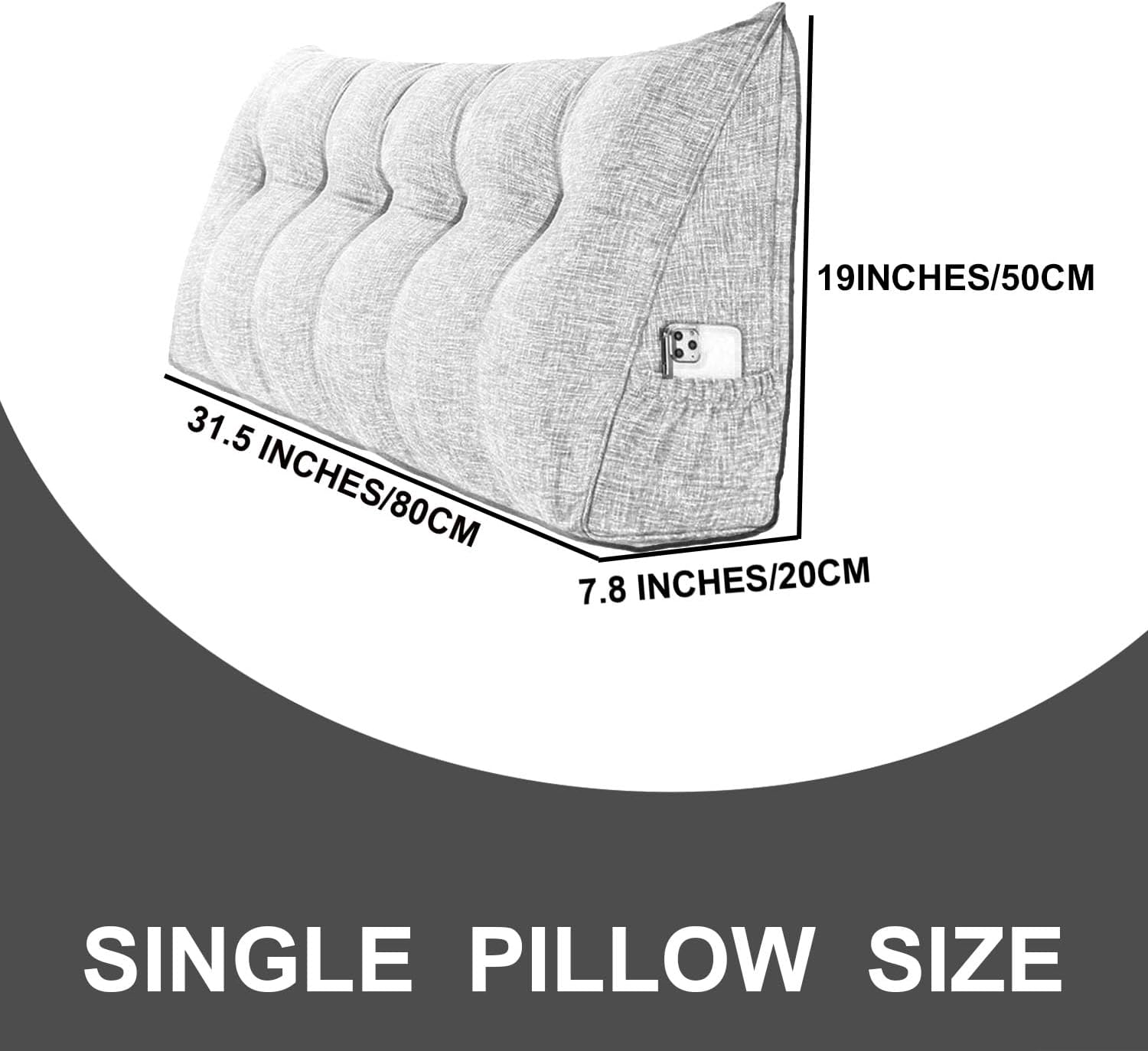 ZZYK Large Triangular Headboard Pillow with Removable Cover 1