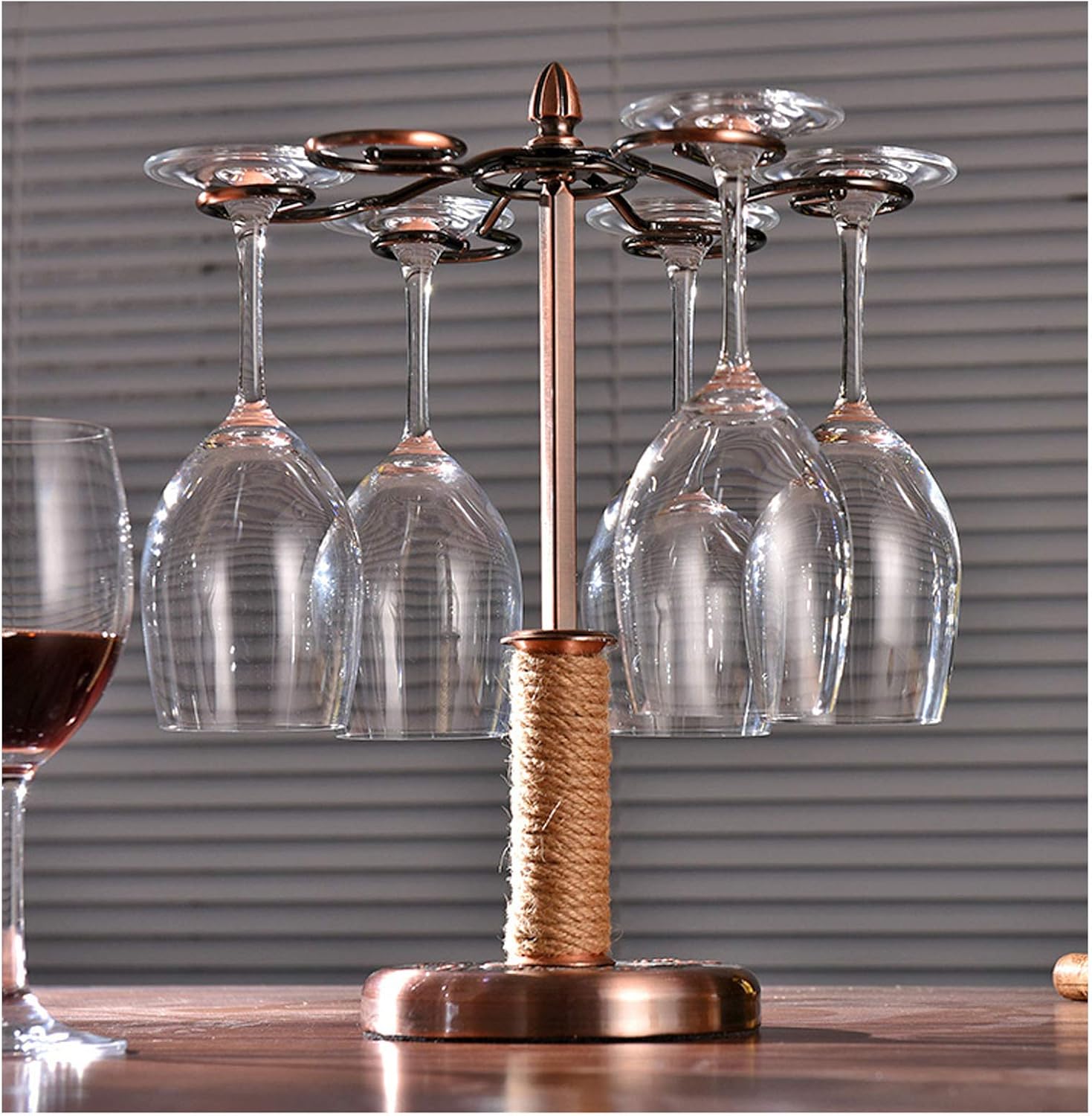 BOCbco Tabletop Wine Rack for 6 Glasses - Industrial Style