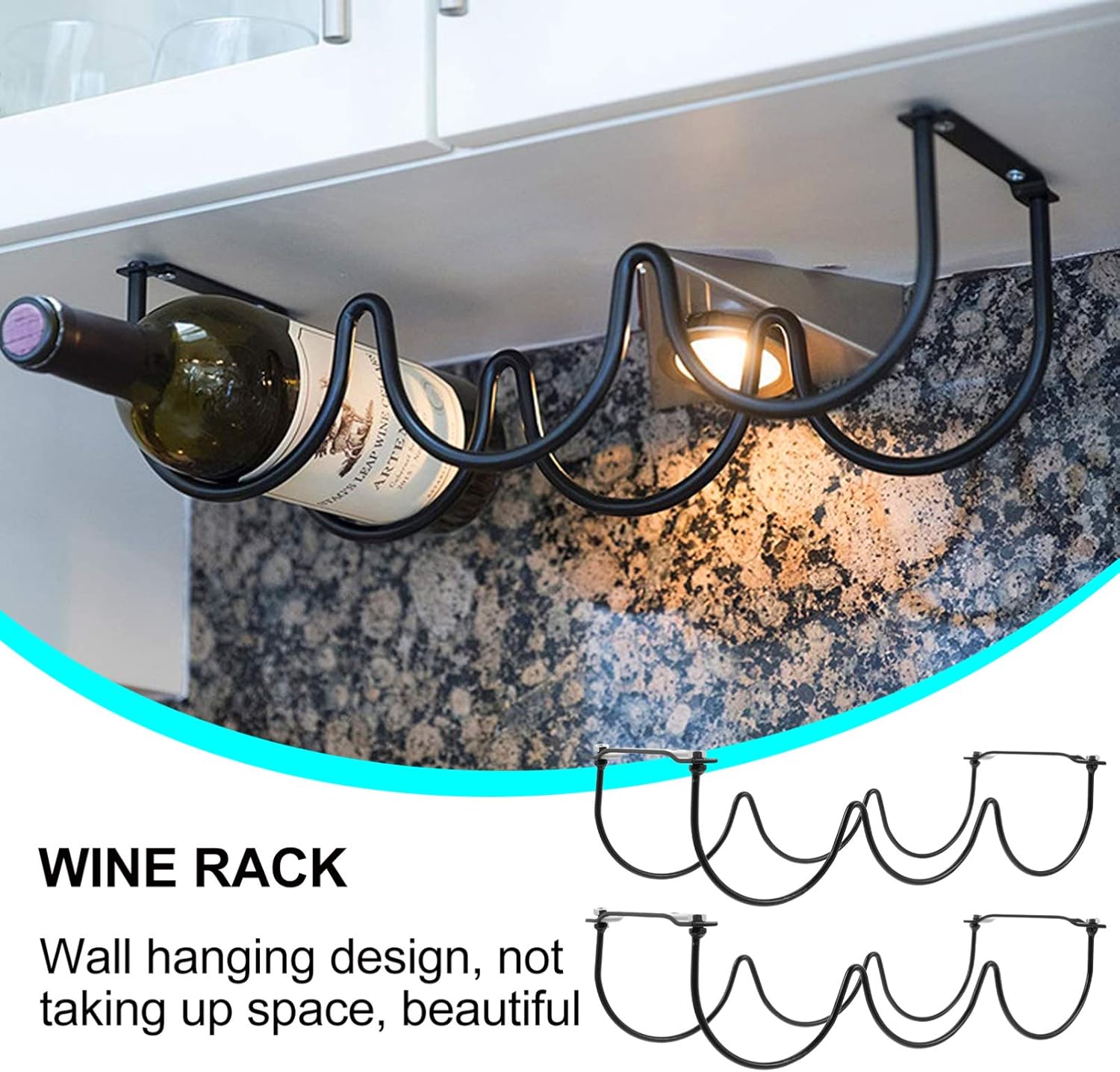 VOSAREA 2Pcs Black Wrought Iron Wine Rack Elegant Display Holder