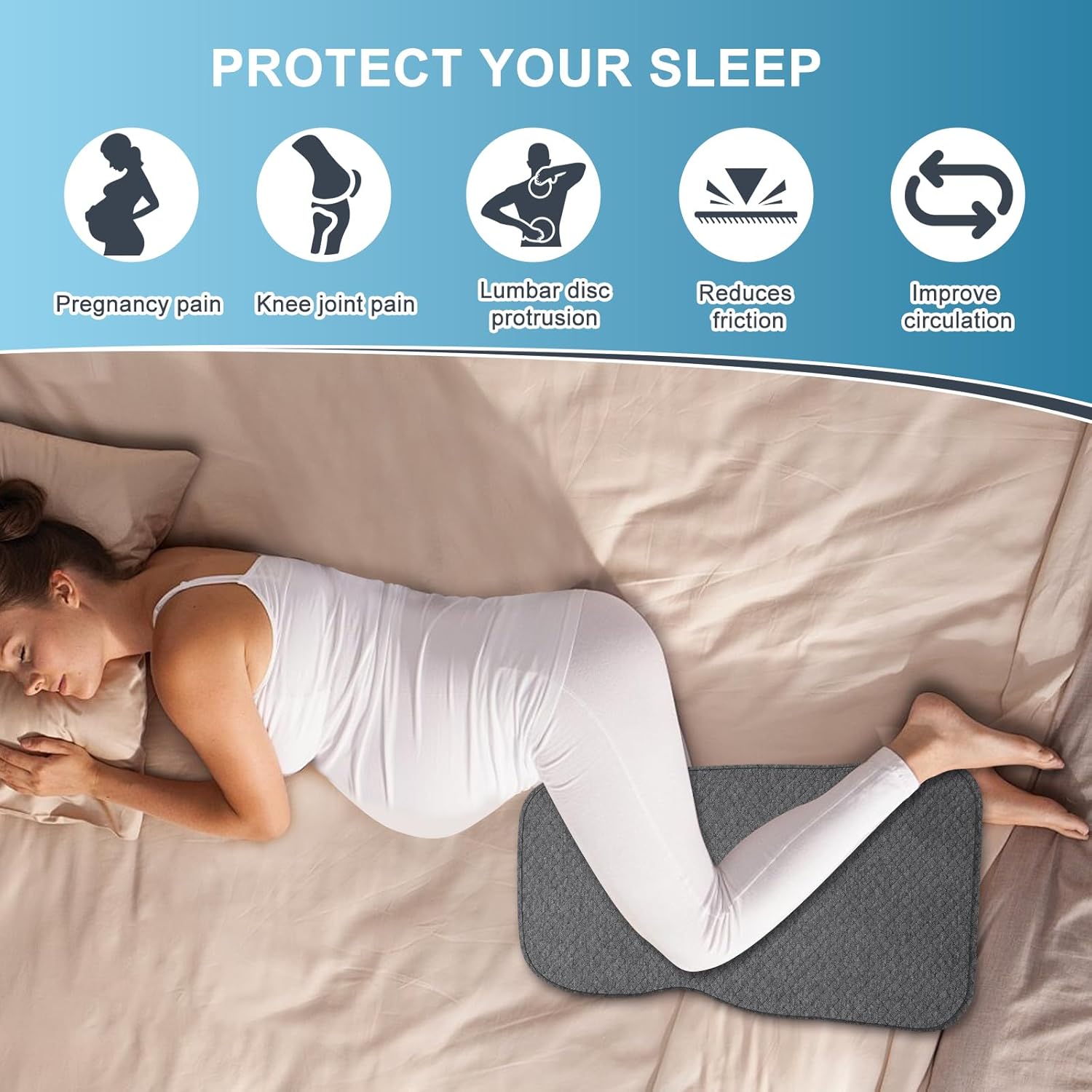 FOUXTEL Memory Foam Knee Pillow for Side Sleepers