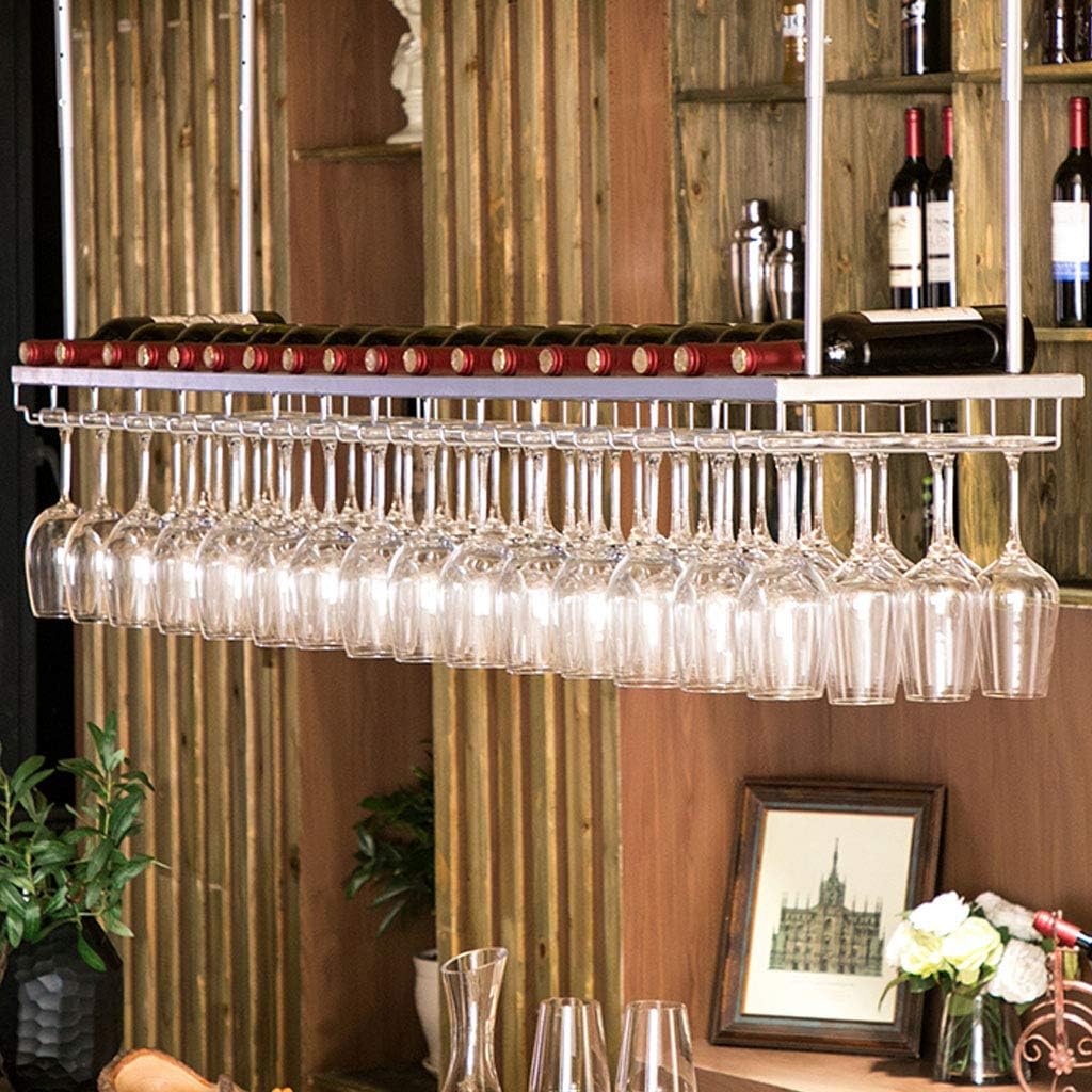 LUCEAE Metal Wine Cup Rack - Wall Mount Ceiling Hanging Storage Organizer