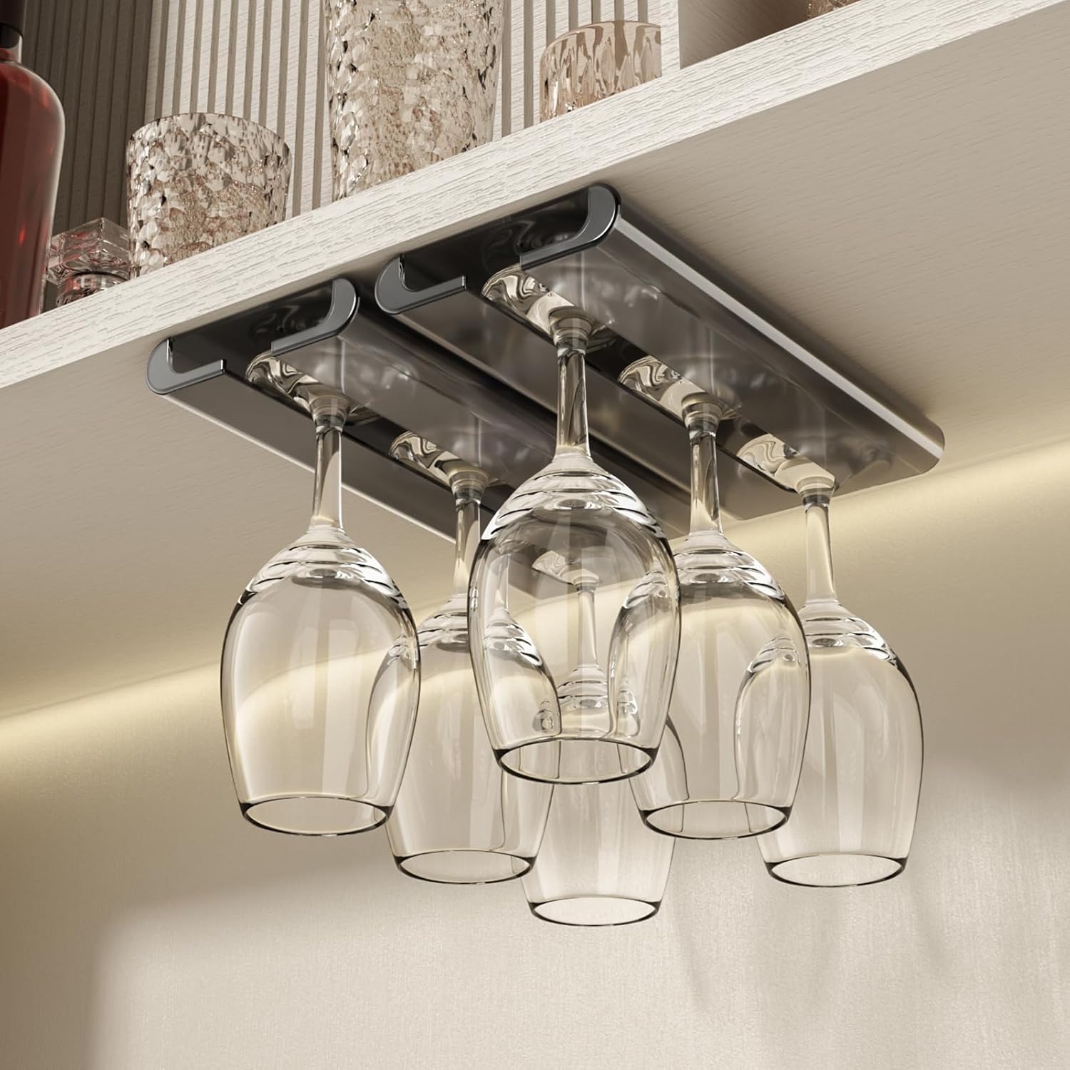 Wine Glass Holder 2 Pack No Drilling Cabinet Rack