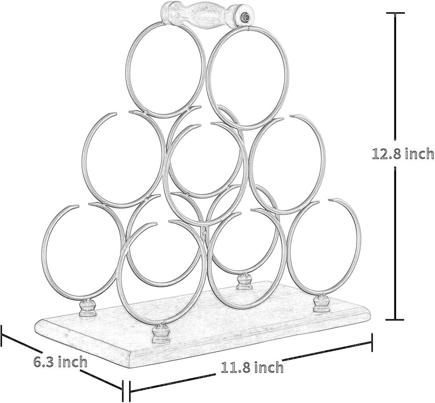 BOCbco Rustic Tabletop Wine Rack for 6 Bottles
