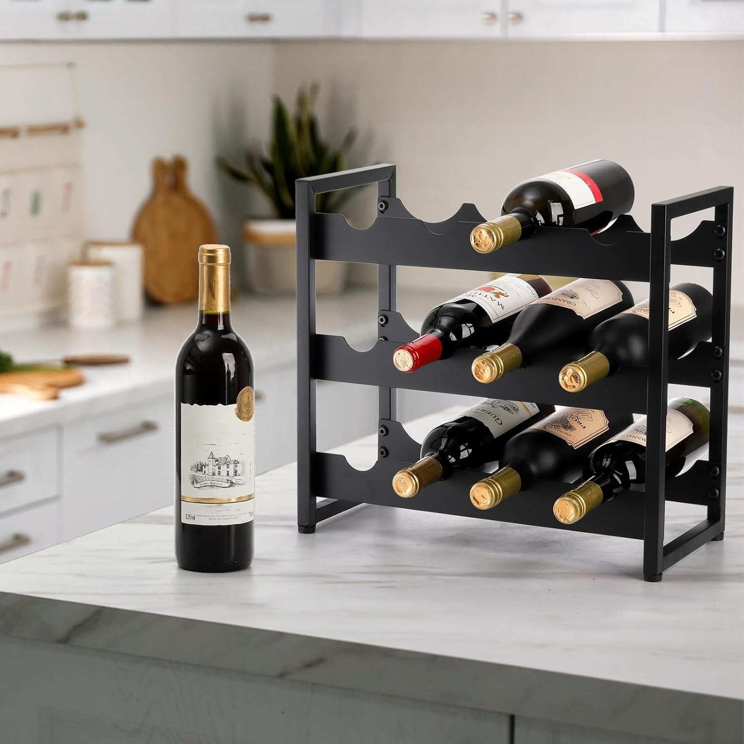 AVLA 3 Tier Freestanding Wine Rack With 12 Bottles Capacity