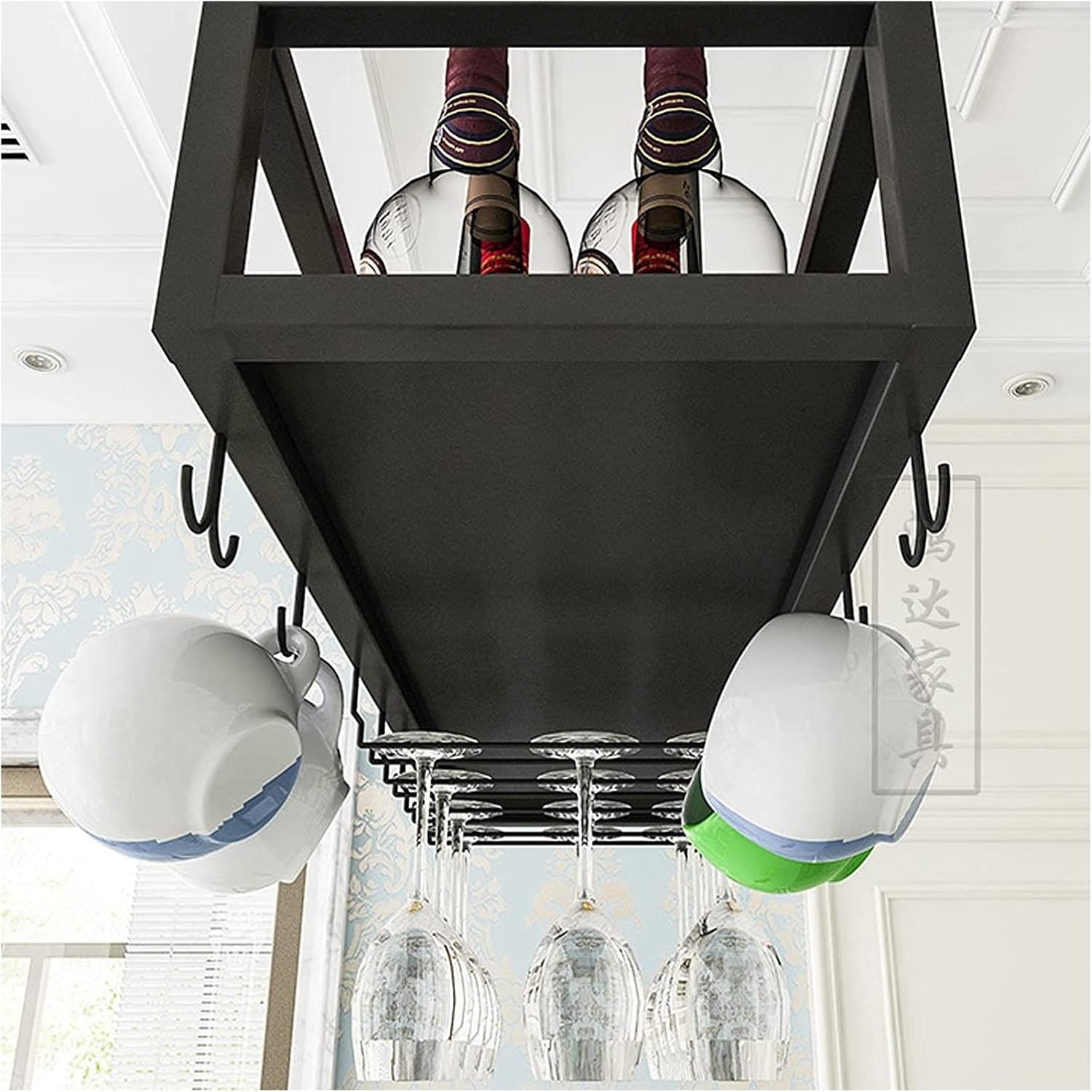 ALDEPO Upside Down Wine Rack - Space-Saving Ceiling Storage