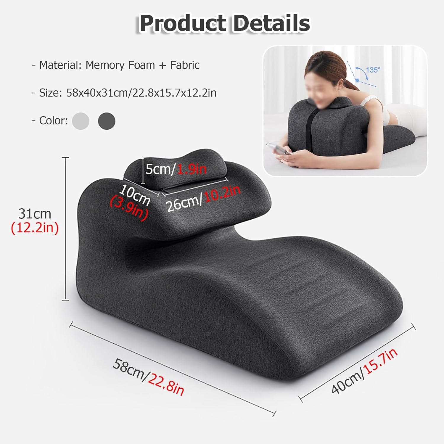 JYHHCYS Memory Foam Prone Pillow for Back Pain Relief