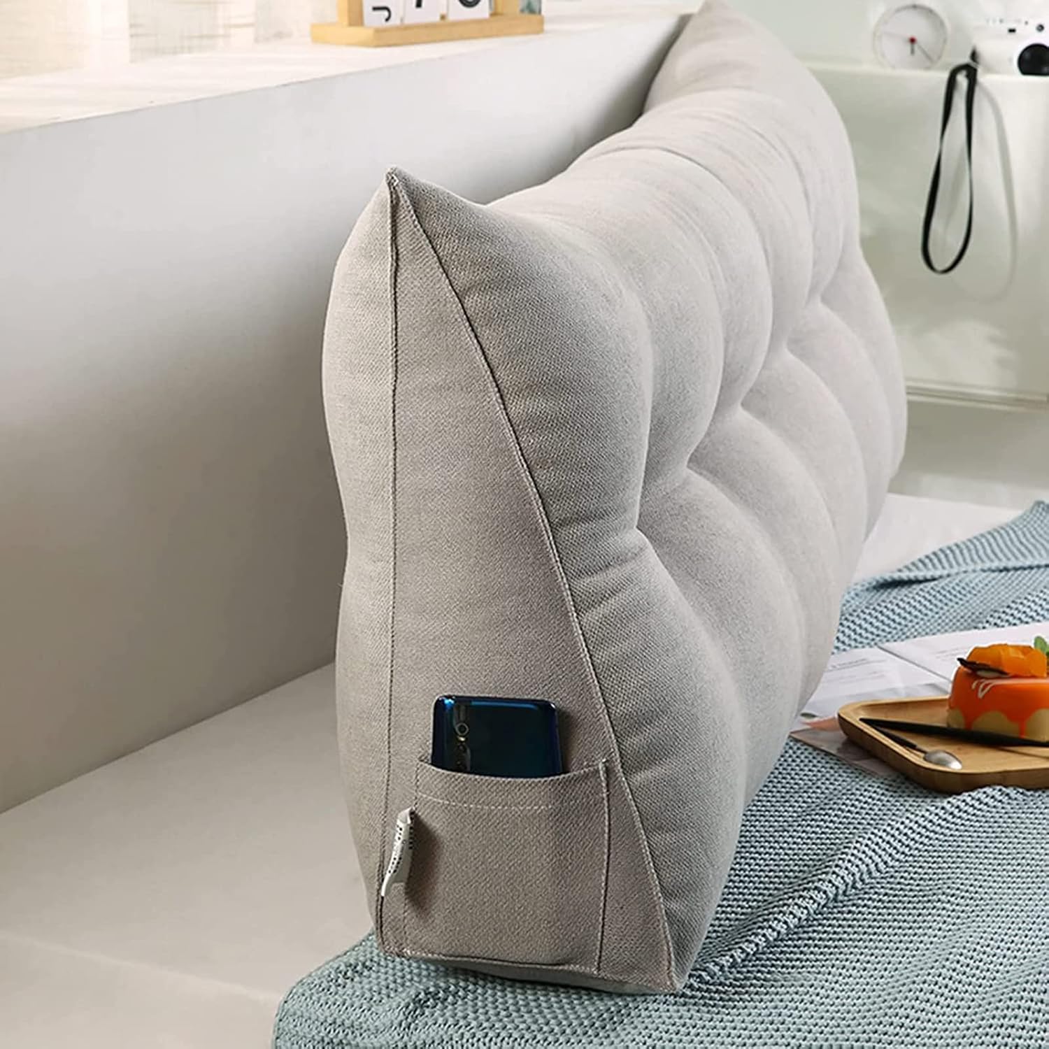 HOFFTI Triangle Headboard Pillow Beige 60cm