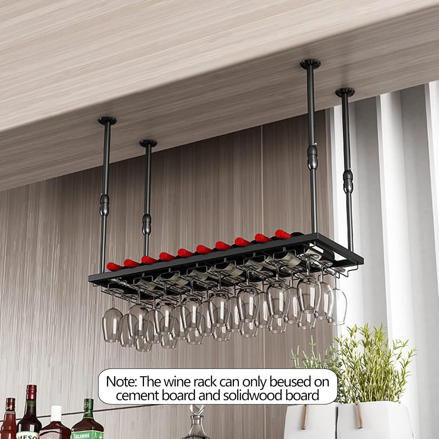 Suuim Metal Hanging Wine Glass Rack with Adjustable Ceiling Mount