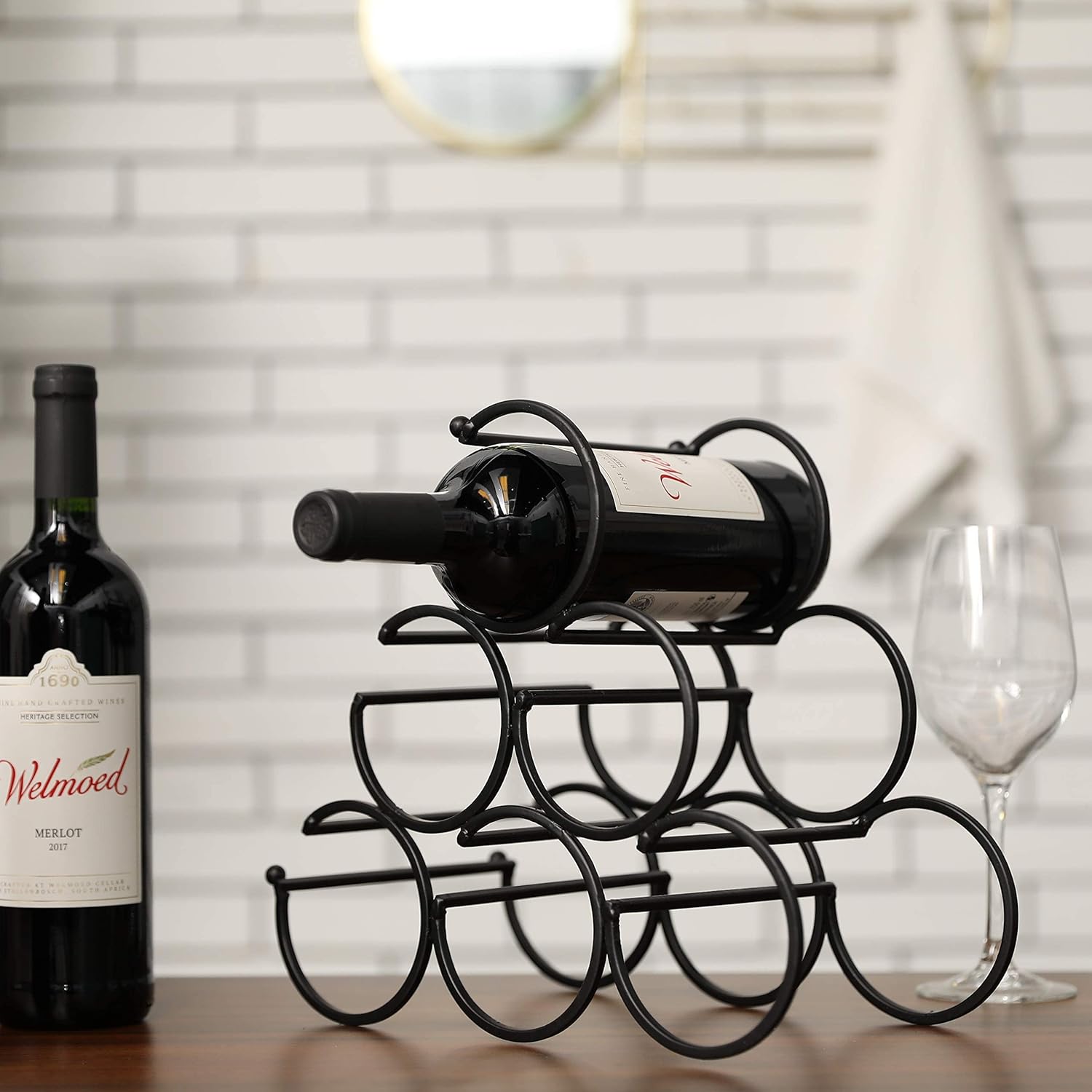 JHY DESIGN Iron Wine Rack 6 Bottles Storage 1