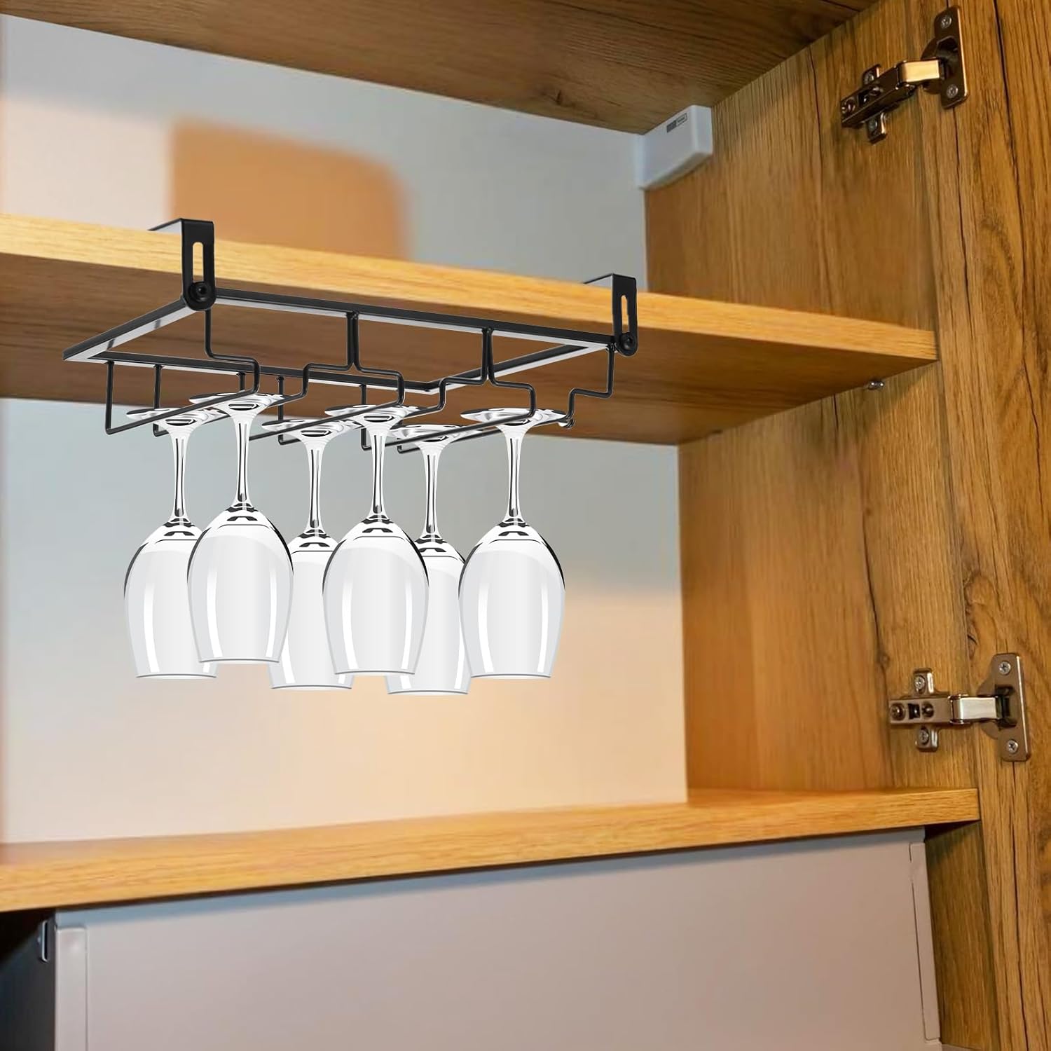 Adjustable 2Pcs Wine Glass Rack for Cabinet and Shelf