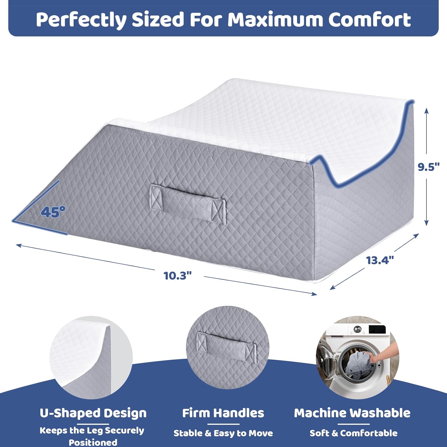 Leg Elevation Pillow with Memory Foam for Post Surgery Relief