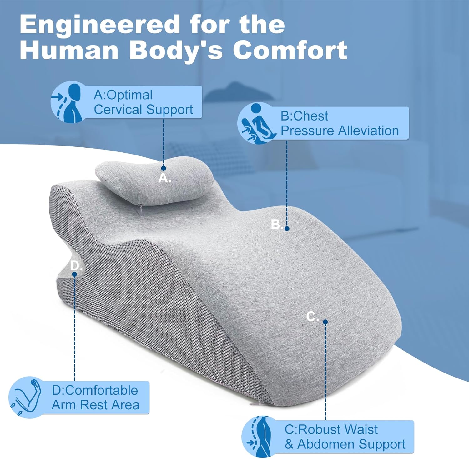 RQUXMT Face Down Prone Pillow - Ergonomic Support Wedge