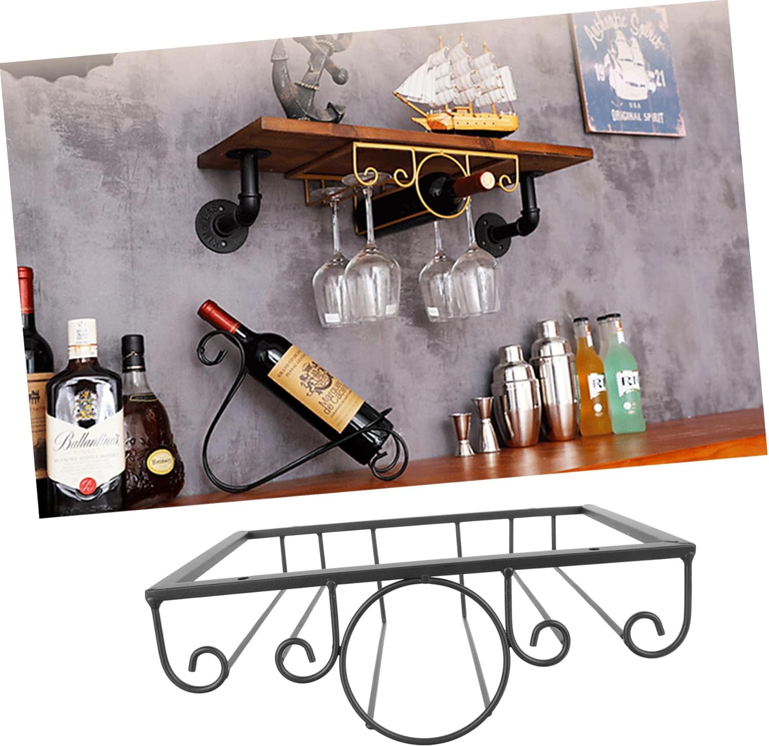 PRETYZOOM Wall Mount Wine Rack for Home Bar Kitchen Restaurant Storage