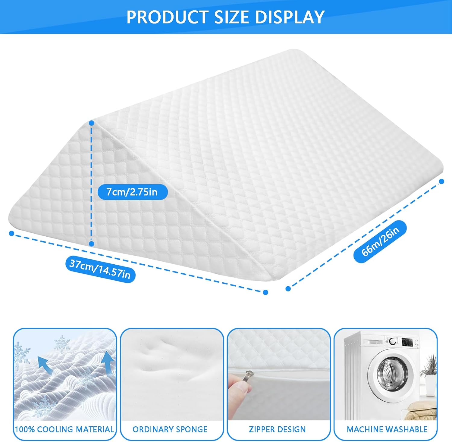 Knee Wedge Pillow Triangle Support for Back and Legs White