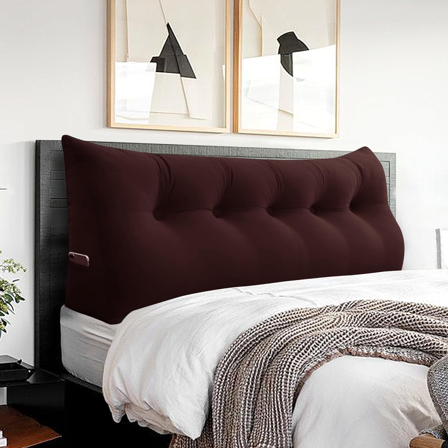 BNCKTRD Reading Pillow Velvet Chocolate Brown