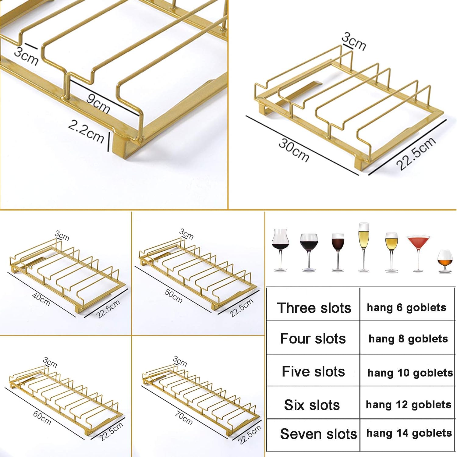 Wine Glass Rack Under Cabinet Metal Storage Hanger for Kitchen