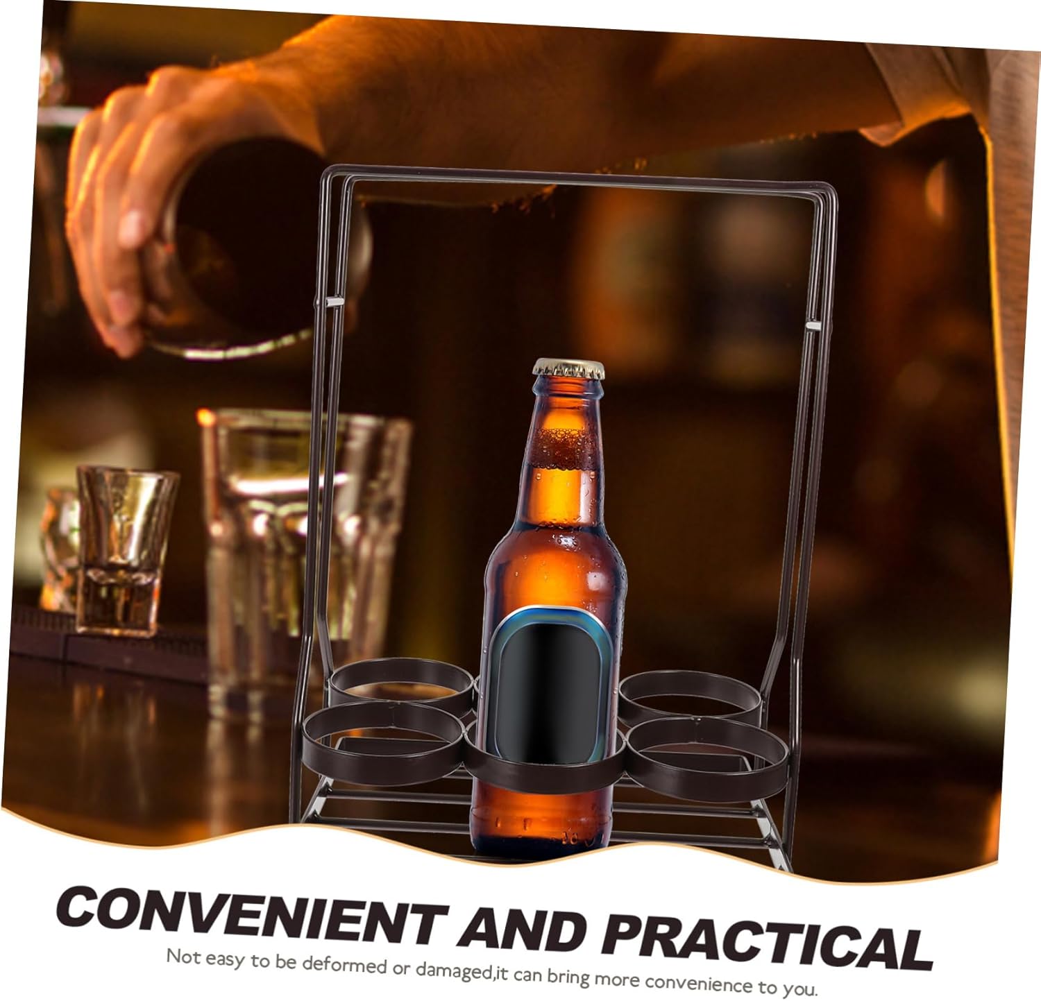 Cabilock Wine Bottle Holder Iron and Wood Storage Stand