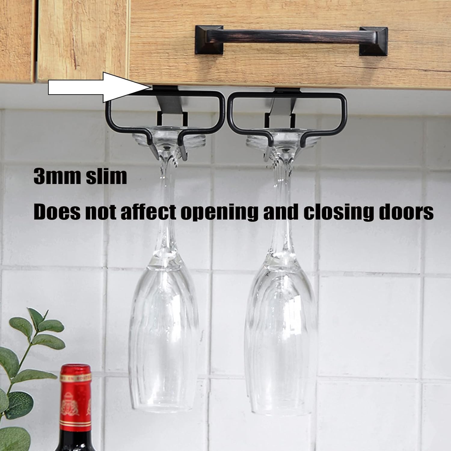WORDFUN Wine Glass Rack Under Cabinet White Single Row Metal