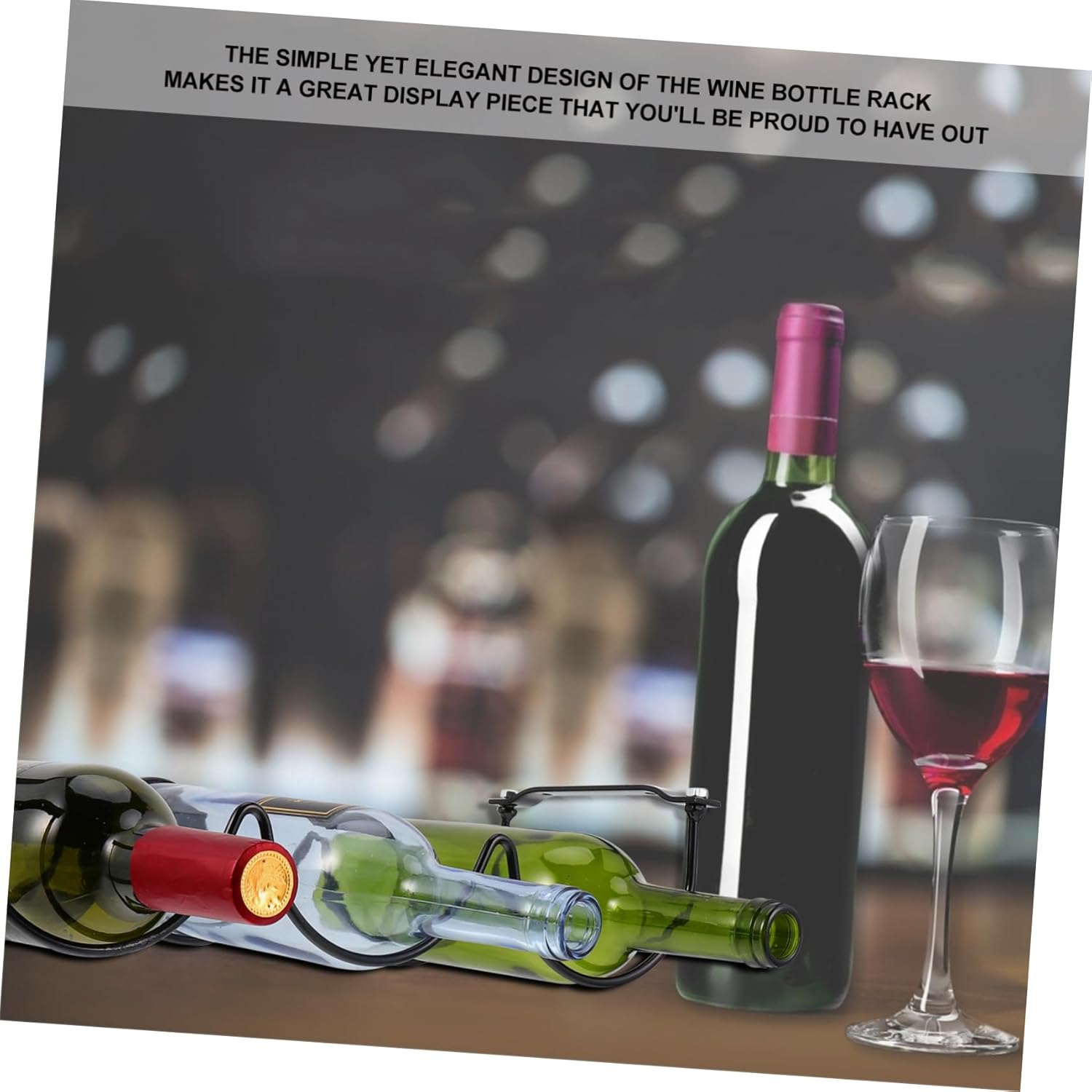 2Pcs Black Iron Wine Rack for Home Bar Kitchen Storage