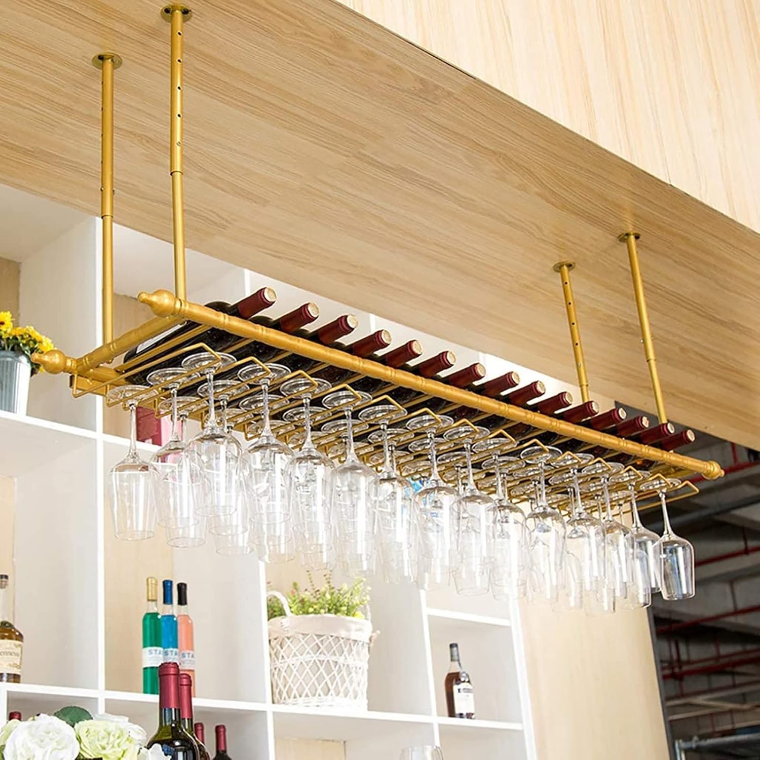 Adjustable Wall-Mounted Wine Rack for Bar and Kitchen