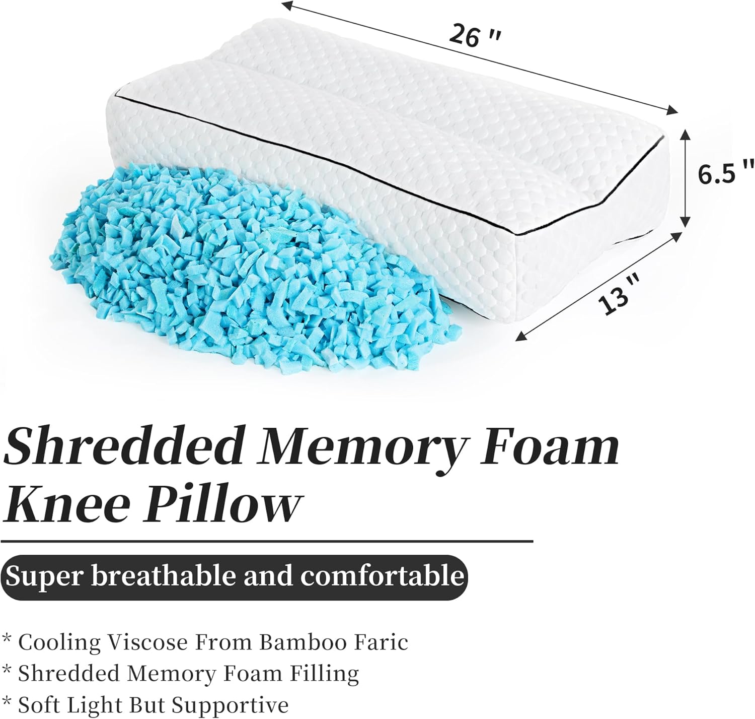 BALAPET Shredded Memory Foam Leg Pillow for Side Sleepers