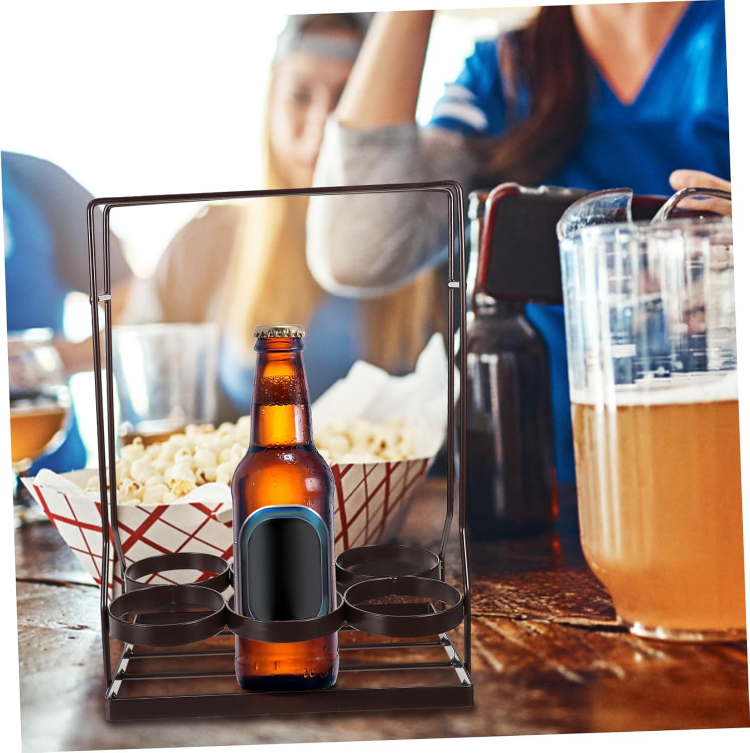 Cabilock Wine Bottle Holder Iron and Wood Storage Stand