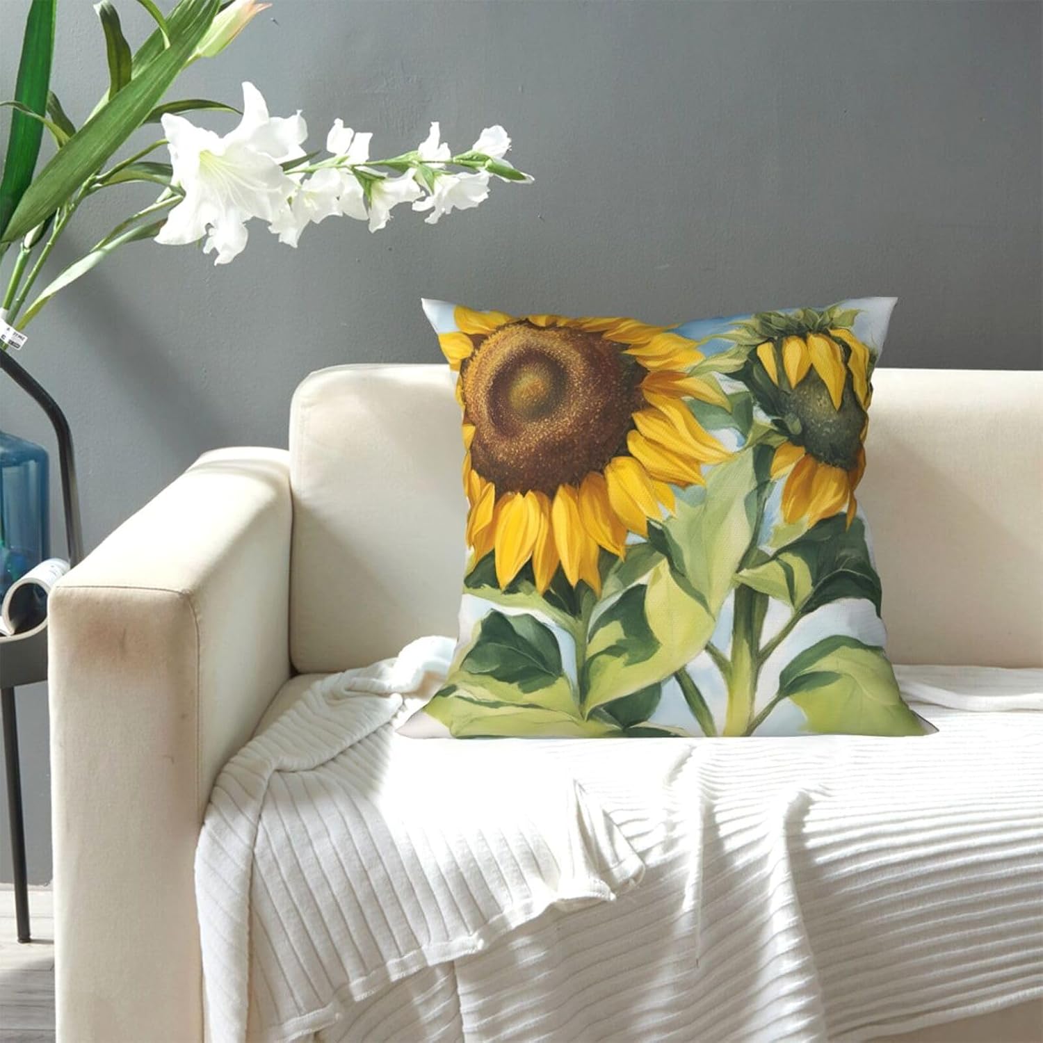 Ogniwo Fresh Sunflower Throw pillow Soft 12x12 Inch Cushion Case