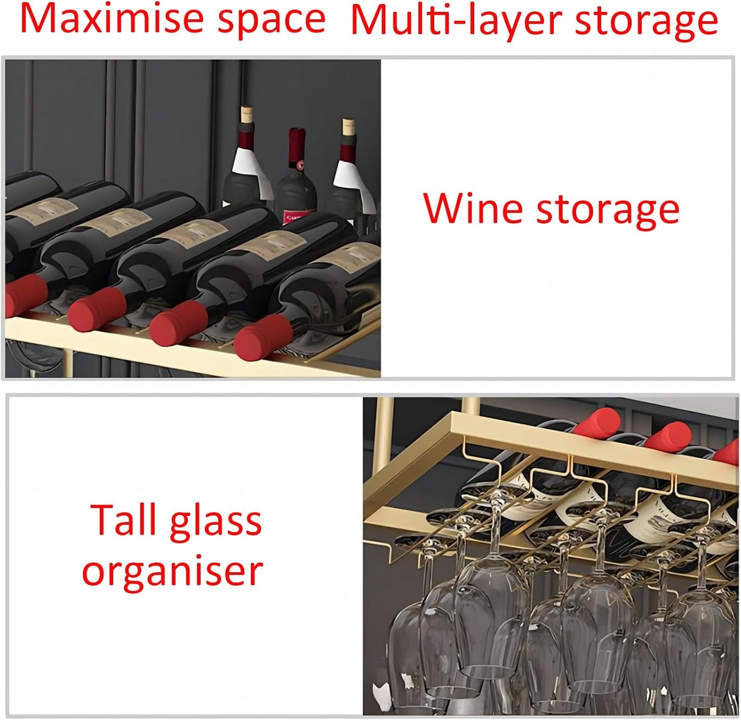 LIGUOYI Hanging Wine Glass Rack Sturdy Durable Metal