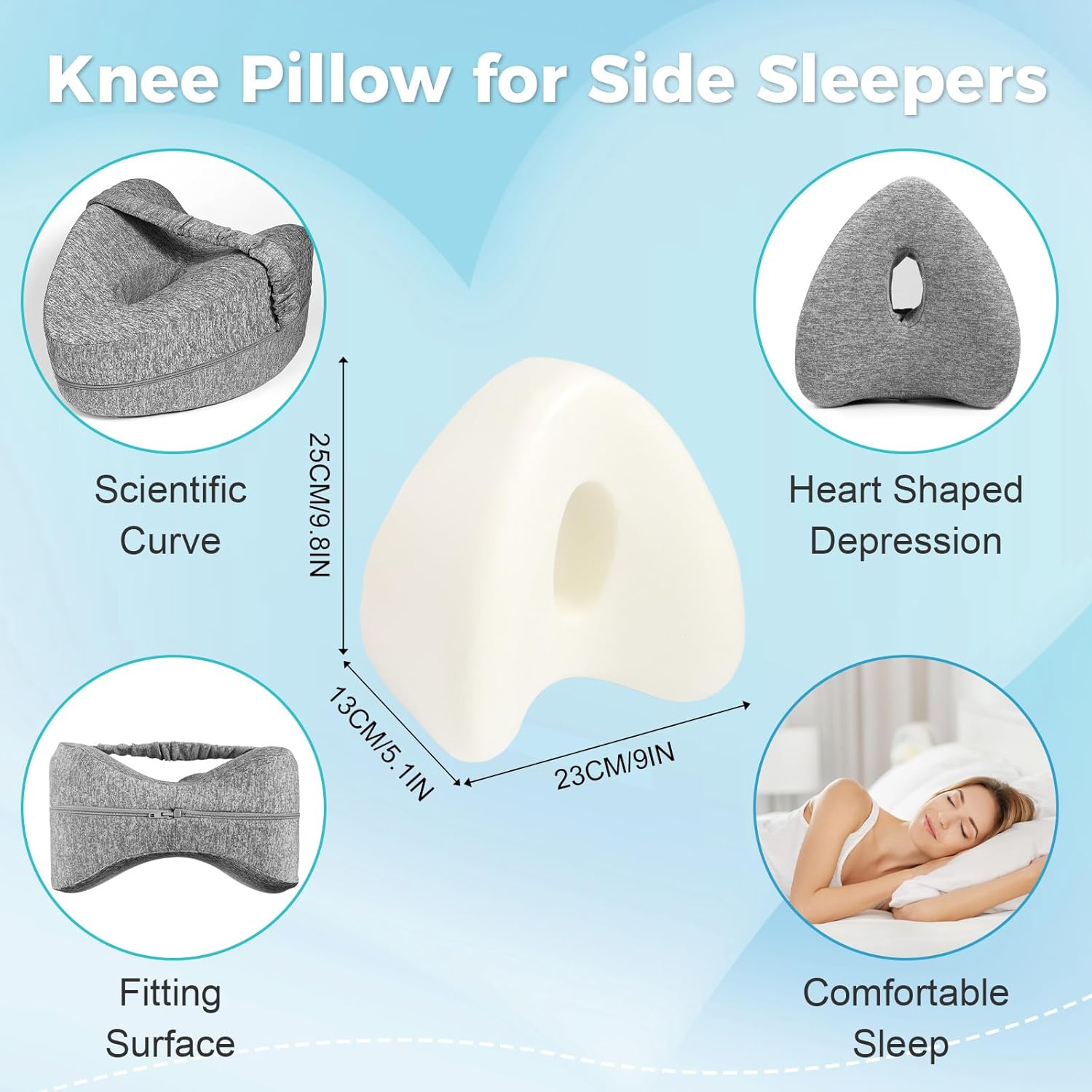 VANGAYH Memory Foam Knee Pillow for Side Sleepers