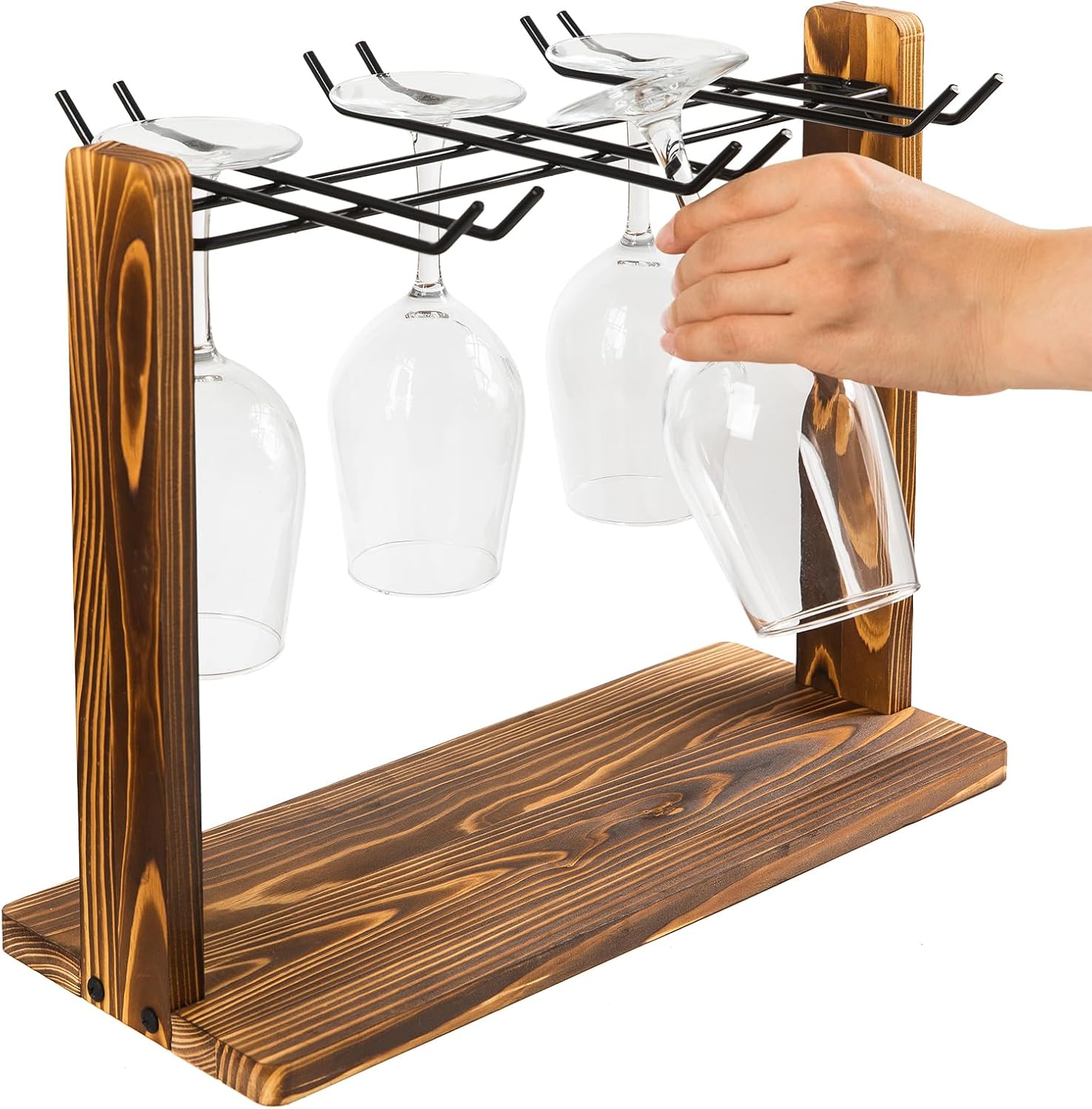ExoLiry Rustic 6-Slot Wine Glass Rack