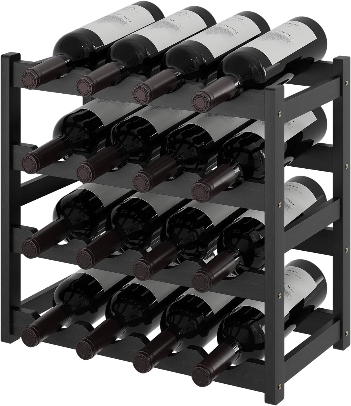 AUGOHCMIL 4-Tier Bamboo Wine Rack Black 1